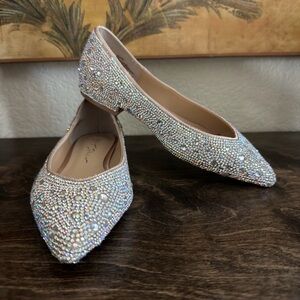Betsey Johnson Iridescent Crystal Pointed Flats
